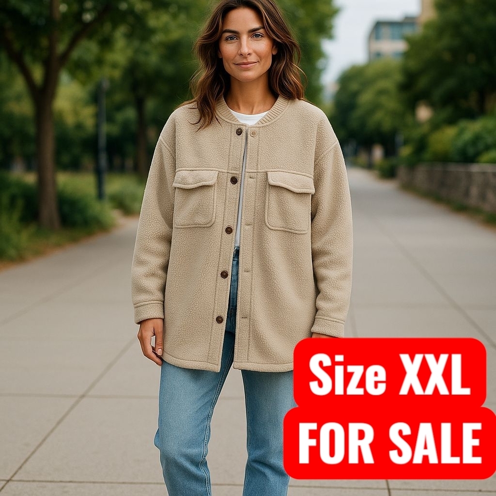 Cream Colored Oversized Cozy Designer Jacket Women's XXL